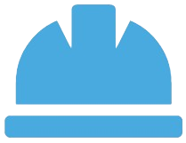Blue hard hat icon for the skilled concrete crew at Winston Salem Concrete